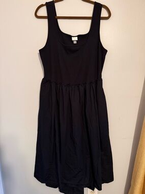 a new day Black Sleeveless Midi Dress with Gathered Waist